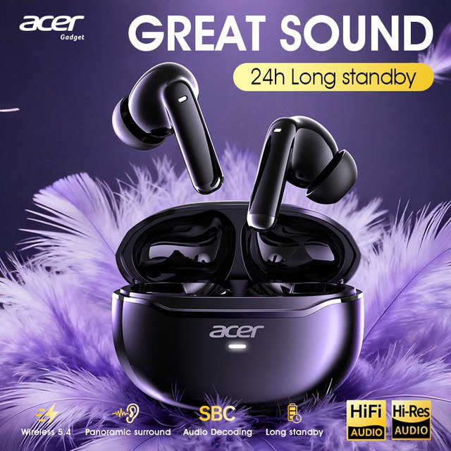 Acer Ohr623 Kabellose In-Ear Ohrhörer mit Geräuschunterdrückung und Stereo-Sound in Schwarz mit USB-C-Ladefunktion - Bild 1