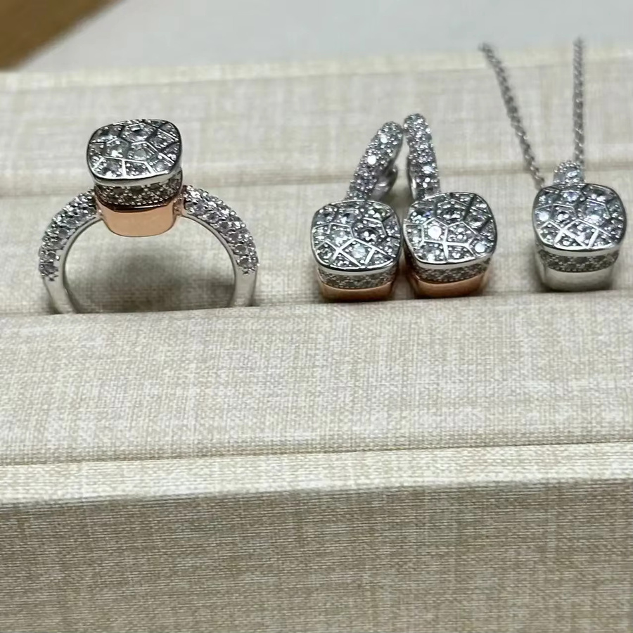 Kayfany Schmuckset, Ring-Ohrringe und Anhänger, 925 Silber, Bicolor, Damen - Bild 1
