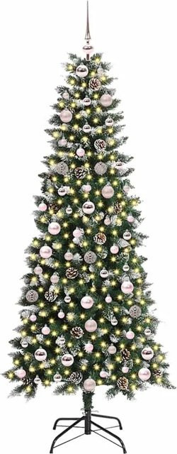 vidaXL Künstlicher Weihnachtsbaum in Grün mit 300 warmweißen LEDs, H x B x T: 180 x 76 x 76 cm - Bild 1