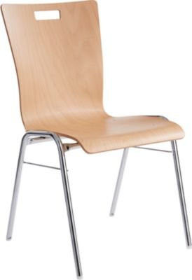 Schäfer Shop Select Stapelstuhl Natur in Braun und Beige aus Holz und Stahl, B: 43 cm, T: 41 cm, H: 45 cm - Bild 1