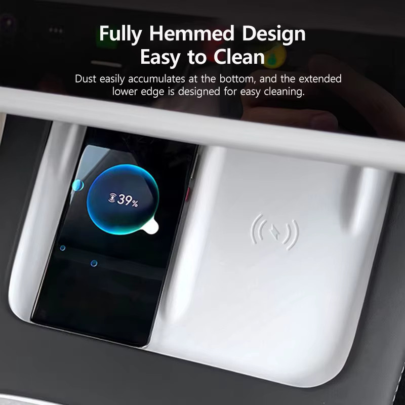 NovaAcc Silikon-Wireless-Ladepad für Tesla Model 3 und Model Y, rutschfeste Telefonhalterung in Weiß - Bild 3