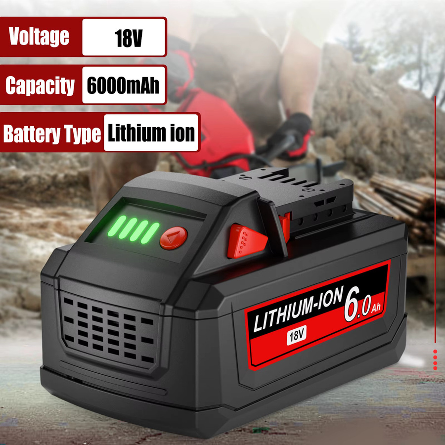 Bonacell Ersatzakku 6000 mAh für Milwaukee M18 18V Li-Ion Akku, kompatibel mit 48-11-1815 und 48-11-1850 Elektrowerkzeugen, lila-schwarz - Bild 2