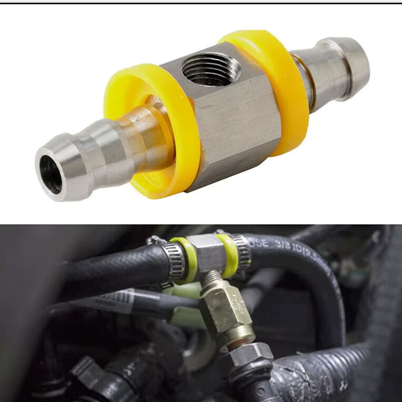 JIAX Kraftstoffdruck-T-Anschluss Adapter 1/2 Zoll in Silber für Kraftstoffmanometer und Sensoren - Bild 2