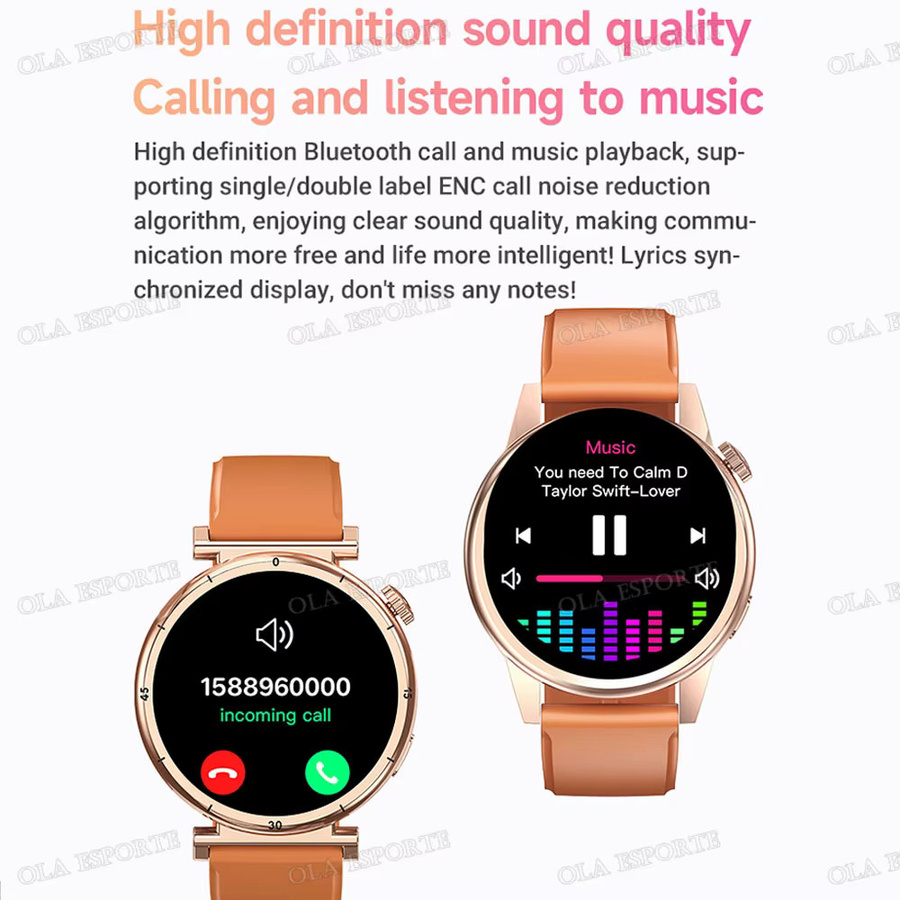 Ola Esporte Smartwatch Gold mit Bluetooth Telefonfunktion, Herzfrequenzmessung und Fitness Tracker für Android und iOS - Bild 1