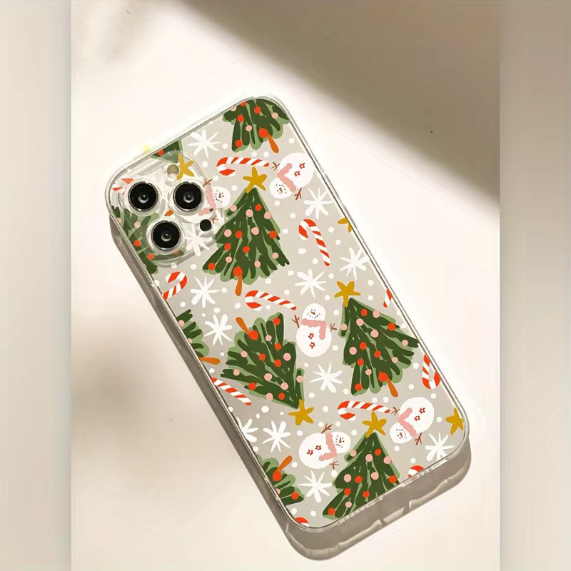 Transparente TPU-Handyhülle mit Weihnachtsbaum- und Schneemannmuster für Apple iPhone 11, 12, 13, 14, 15, 16, 17 Pro Max, Air, Mini, SE, Xs, Xr, X, 7, 8 - Bild 3