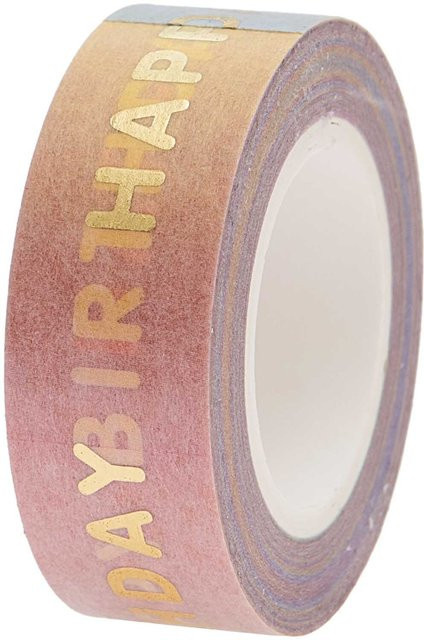 Rico Design Paper Poetry Washi Tape Happy Birthday in Rainbow Multicolor, Breite: 1,5 cm, Länge: 10 m - Bild 1