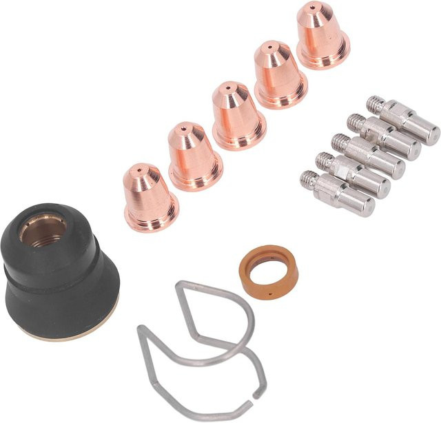 Koogeelife 13-teiliges Plasma Cutter Zubehör Kit mit Elektroden, Düsen, Tipps, Spacern und Gas Guide in Silber und Messing - Bild 1