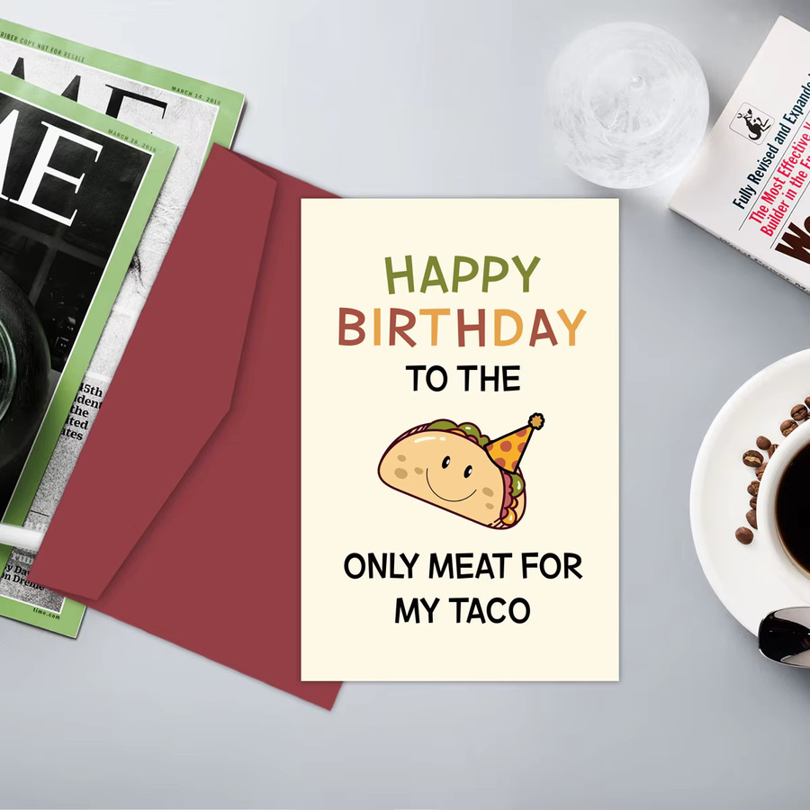 Lustige Taco Geburtstagskarte für Erwachsene, bunte Grußkarte zum Geburtstag aus Papier - Bild 6