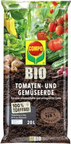 Compo Bio Torffreie Tomaten- und Gemüseerde mit Rindenhumus und Kokosfaser, 20 l - Bild 1