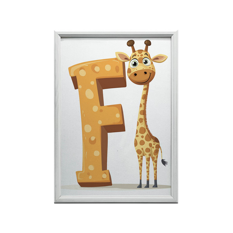 Poster Giraffe und Buchstabe F von iKable mit Holzrahmen in Heller Eiche, Breite: 50 cm, Höhe: 70 cm - Bild 2