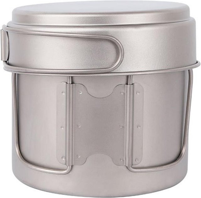 Lixada Ultraleichtes Titan-Kochset in Silber mit 1100 ml Topf und 350 ml Pfanne - Bild 1