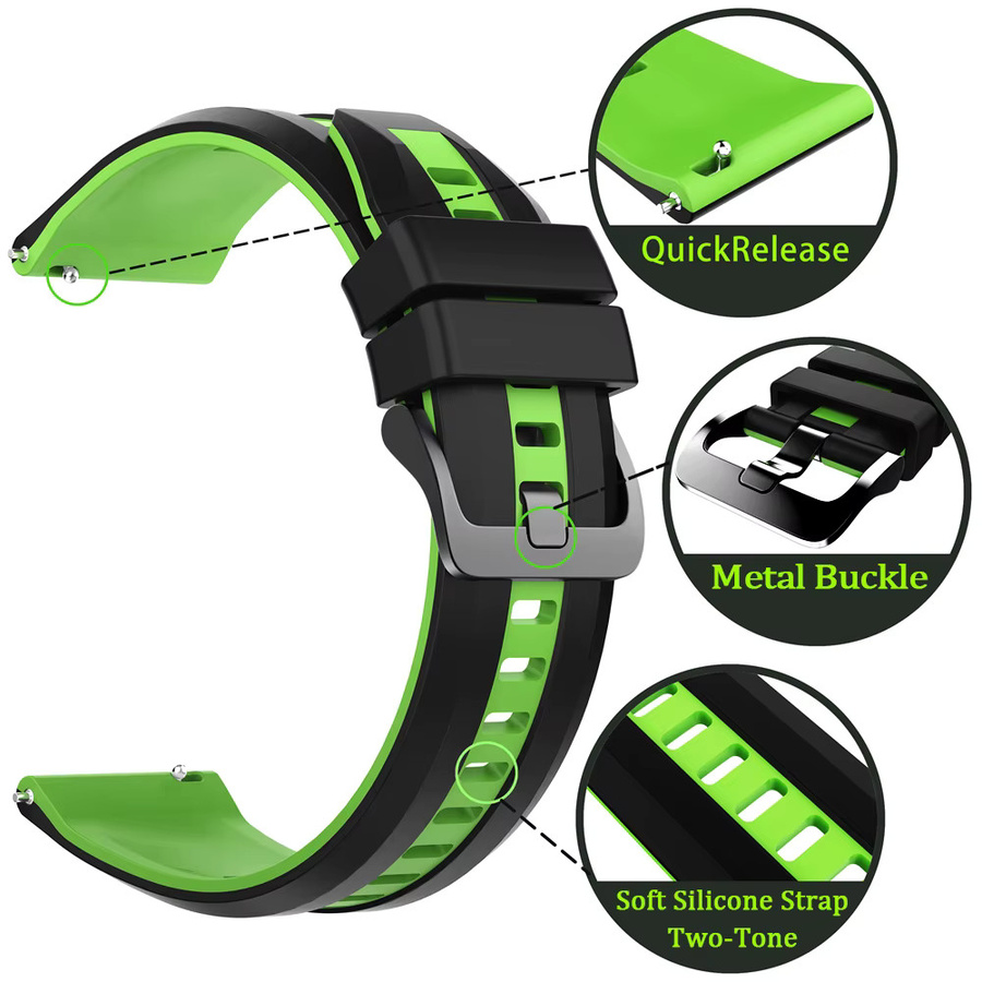 Uhrenarmband Silikon, 22 mm, Schwarz, Unisex - Bild 5