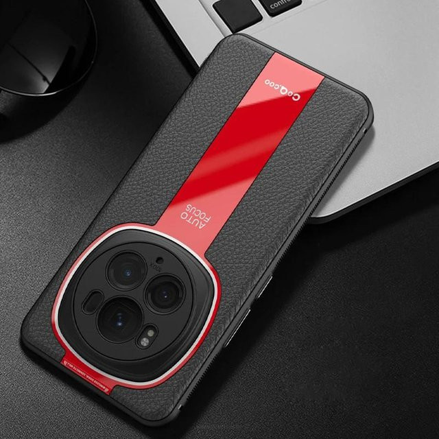 Honor Magic 6 Pro Hülle aus Litschi-Leder mit weichem TPU und Linsenabdeckung in Grau - Bild 1