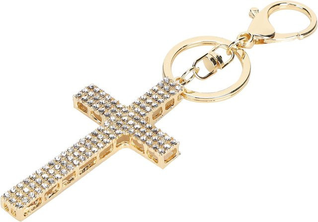 Schlüsselanhänger Kreuz, Diamant, Metall, Damen, Weiß beige - Bild 1