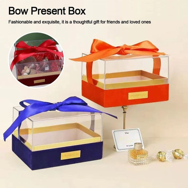 Transparente Acryl Geschenkbox in Bogenform für Hochzeit und Valentinstag, Blau - Bild 1