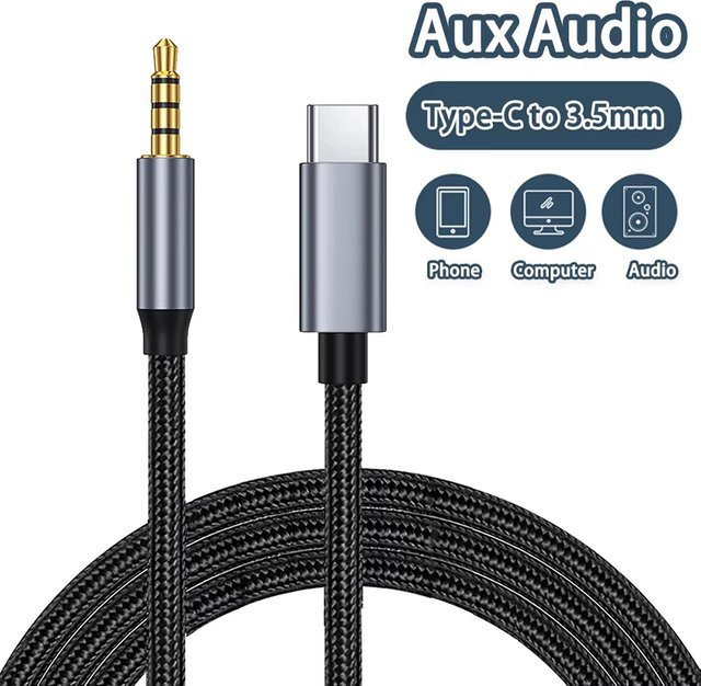 USB Typ C auf 3,5mm Klinke AUX Audio Adapter mit DAC für Smartphone und Kopfhörer, Schwarz - Bild 1