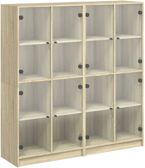 vidaXL Bücherschrank mit Glastüren in Sonoma-Eiche, B/T/H: 136 x 37 x 142 cm - Bild 1