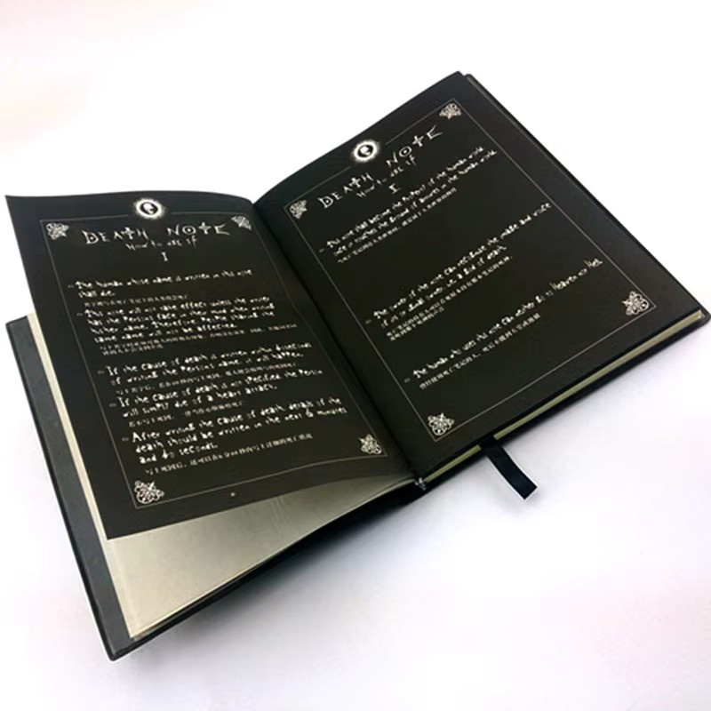 Anime Death Note Set mit schwarzem Leder-Notizbuch, Federkugelschreiber und Halskette in Silber und Schwarz - Bild 4