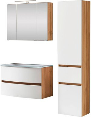 HELD MÖBEL Waschtisch-Set KOPENHAGEN, 6-teilig, Weiss, Wandmontage mit LED-Beleuchtung und Soft-Close-Türen, B/T/H: 80 x 64 x 60 cm - Bild 1