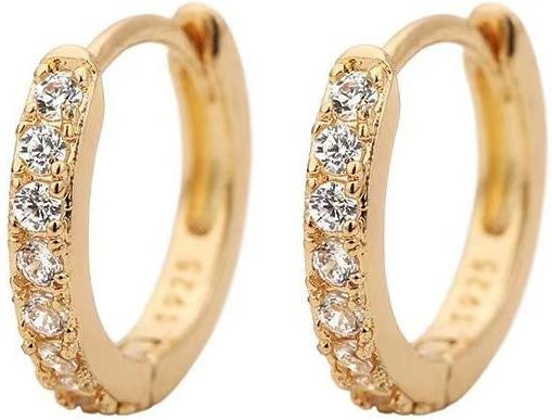 Creolen Edelstahl, Gold, Zirkonia, Unisex, 7mm - Bild 1