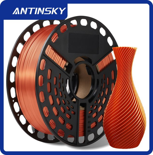 Antinsky PLA-Seide Filament 1,75 mm, 1 kg, Mehrfarbig (Kupfer und Orange), Glänzende Oberfläche für FDM 3D-Drucker - Bild 1