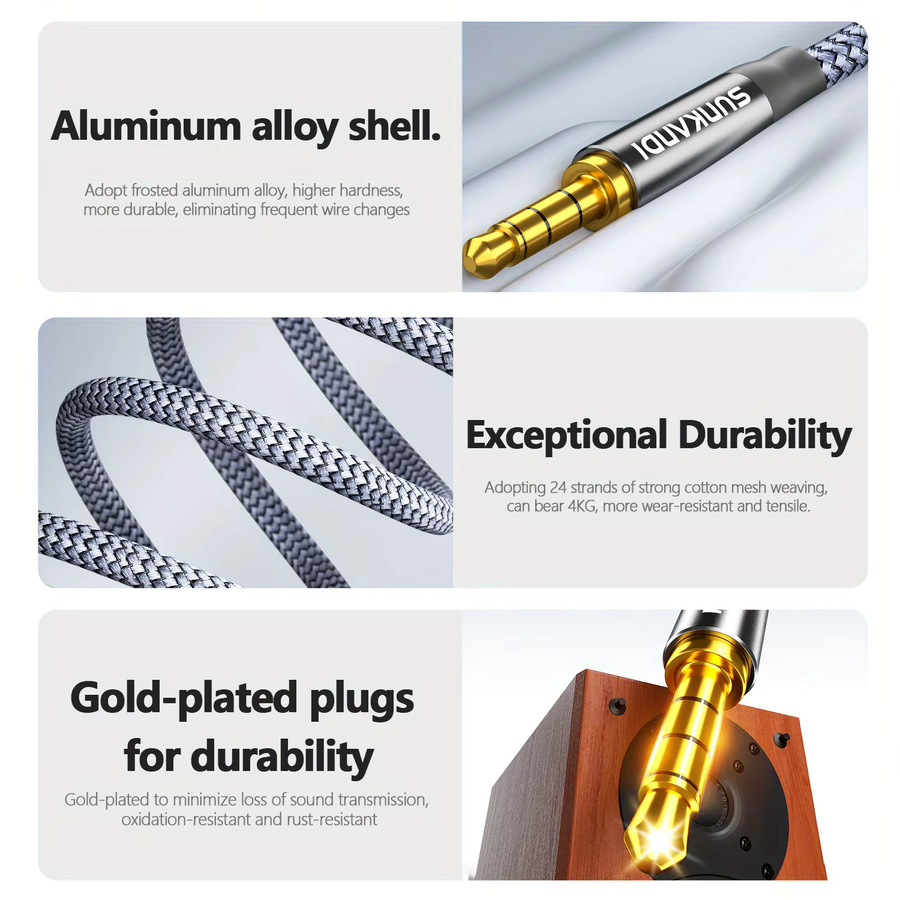 SUNKANDI USB-C auf 3,5 mm Audiokabel mit DAC in Grau für iPhone 16 15 Pro Max und Samsung Galaxy - Bild 4