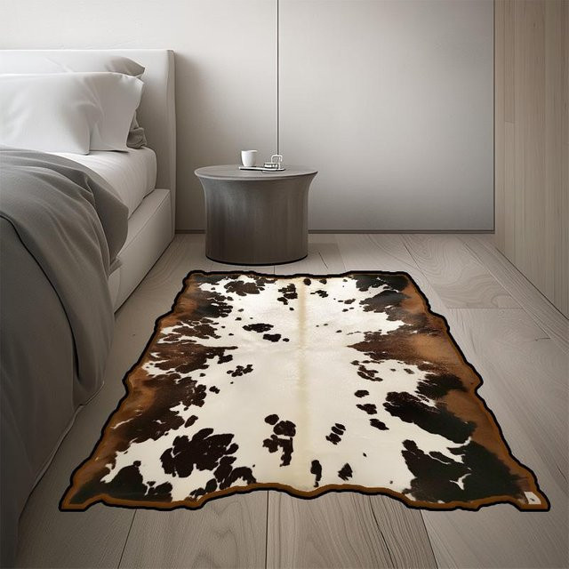 Wucifang Kuh Teppich in Mehrfarbig, Unregelmäßiger Waschbarer Kunstfell Teppich für Wohnzimmer und Schlafzimmer, B/T: 160 x 200 cm - Bild 1