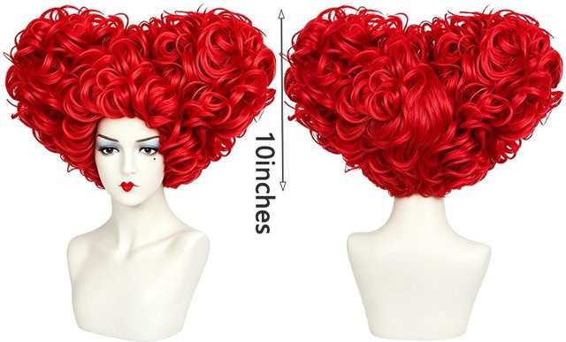 Rote Cosplay-Perücke, 10 Zoll, rot, lockig, Damen - Bild 1