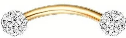 Piercing Gebogener Barbell Stecker, Edelstahl, Zirkonia, Weiß, Unisex - Bild 1
