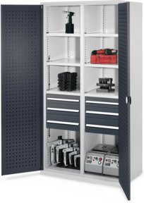 Kappes Schwerlastschrank MMT Mod. 55 aus Stahl mit Lochplatten an den Türen, Farbe: Grau (RAL 7035/7016), B/T/H: 100 x 60 x 195 cm - Bild 1