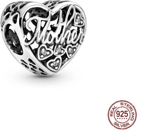 Charms Herzförmige Mutterperlen, 925 Silber, Damen, black - Bild 1