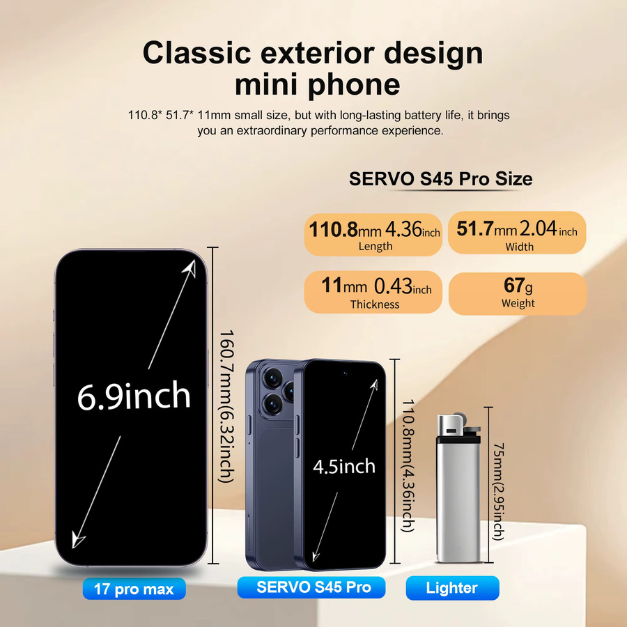 SERVO S45 Pro Mini-Smartphone in Blau mit Android 10.0, 4,0 Zoll HD-Display, 4G LTE, Dual-SIM, WLAN und Bluetooth - Bild 2