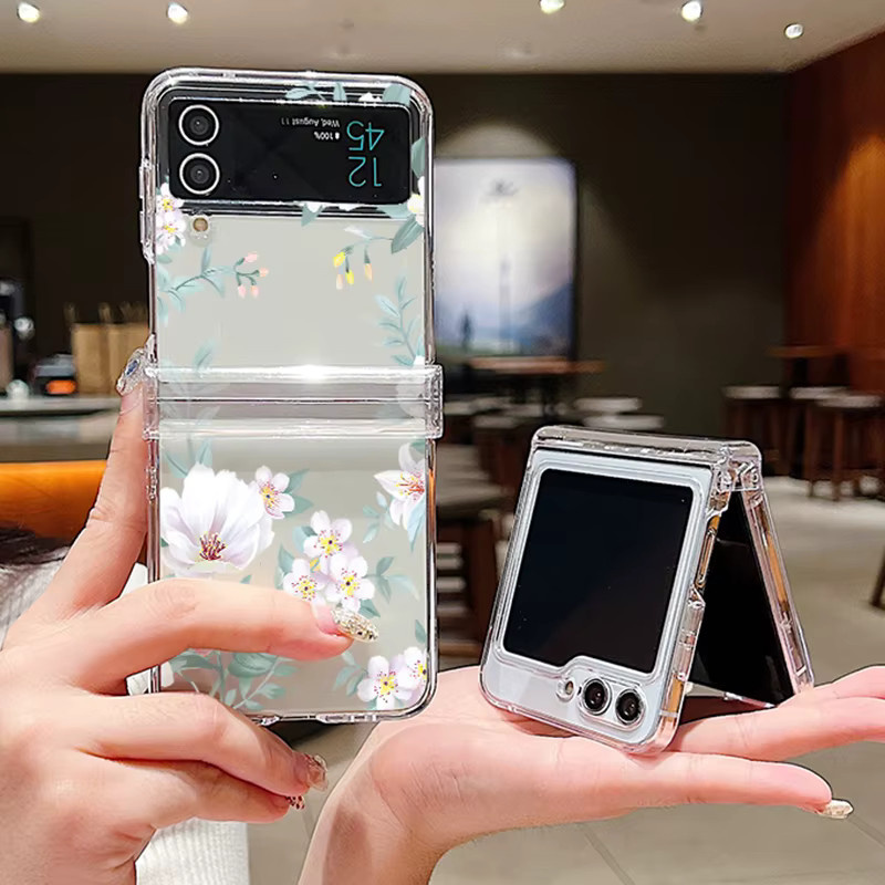 Samsung Galaxy Z Flip Hartschalen-Handyhülle mit Blumenmuster in Transparent - Bild 5