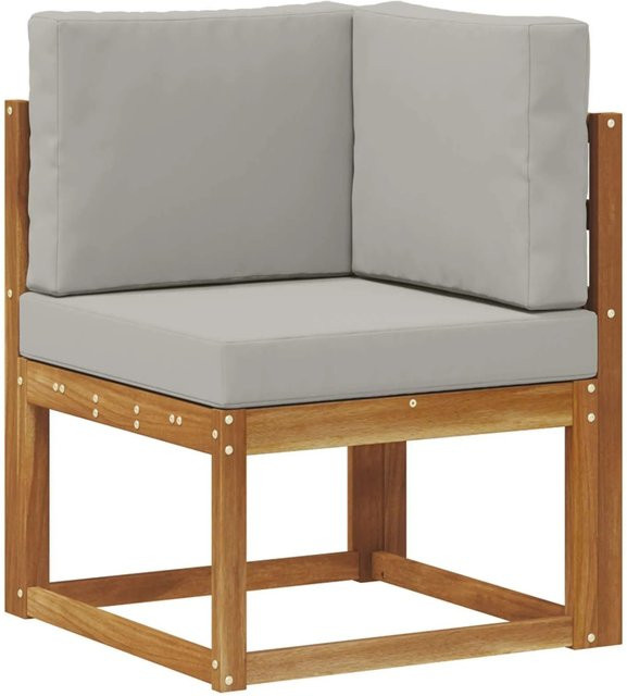 vidaXL Outdoor-Sofagarnitur aus Akazienholz in L-Form, 8-teiliges Set mit Kissen in Hellgrau - Bild 1