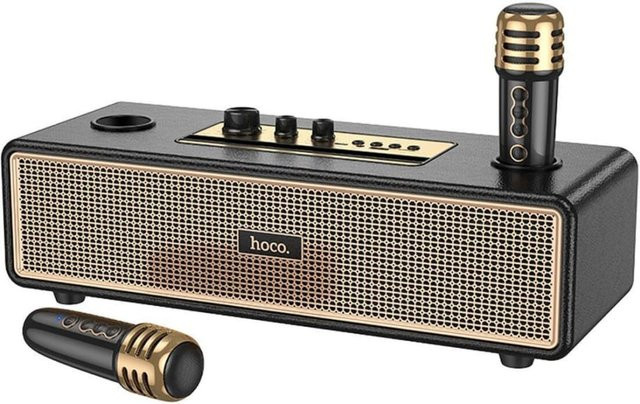 Hoco BS63 Bluetooth-Lautsprecher mit 2 kabellosen Mikrofonen in Schwarz - Bild 1