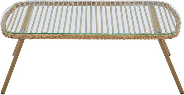 Vente-unique Gartenbeistelltisch Lousini aus Polyrattan in Beige, rechteckig, Höhe: 111 cm - Bild 1