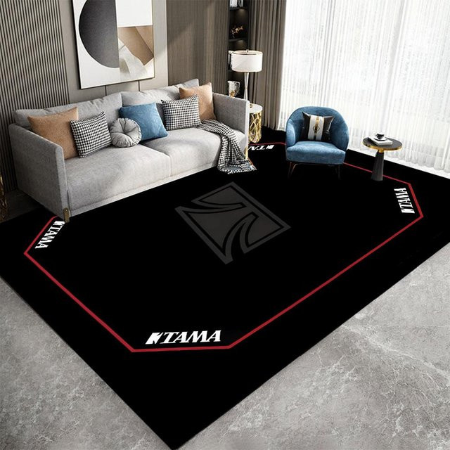 T-TAMA Schlagzeug Anti-Rutsch Fußmatte aus Polyester für Musikliebhaber, B/B: 120 x 80 cm, Schwarz - Bild 1