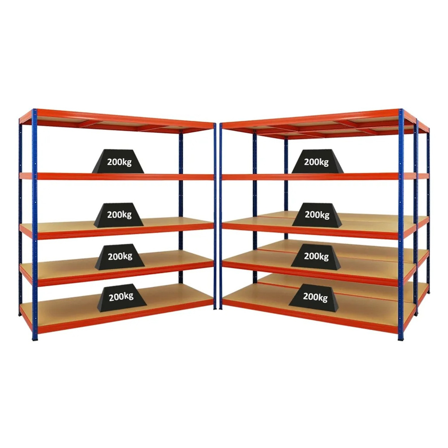 PROREGAL 3er Set Schwerlastregal Giant Elephant aus Metall und MDF, Farbe Blau-Orange, H x B x T: 180 x 180 x 60 cm - Bild 2