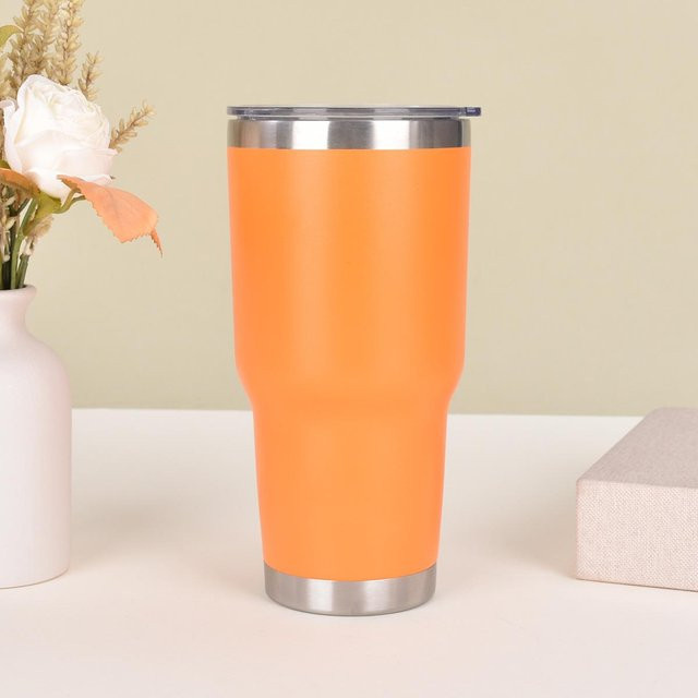 Yiran Furniture Thermosbecher aus Edelstahl in Orange mit großem Fassungsvermögen für das Auto - Bild 1