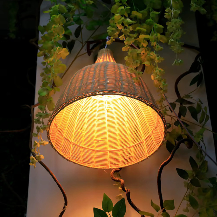 JOYINLED Moderne Hängelampe aus Bambus und Rattan in Beige als Luxus-Kronleuchter für Wohnzimmer, Esszimmer oder Garten - Bild 2