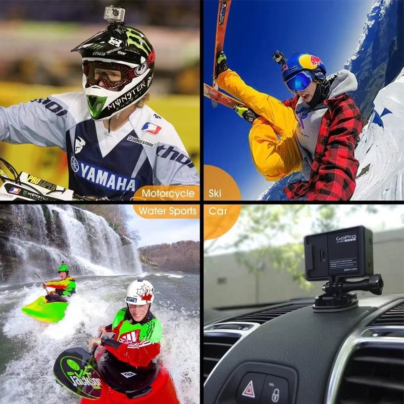 Action-Kamera Armaturenbrett-Halterung für GoPro Hero 13 und 12 mit flacher und gebogener Basis sowie wasserfestem 3M Klebeband in Schwarz - Bild 4