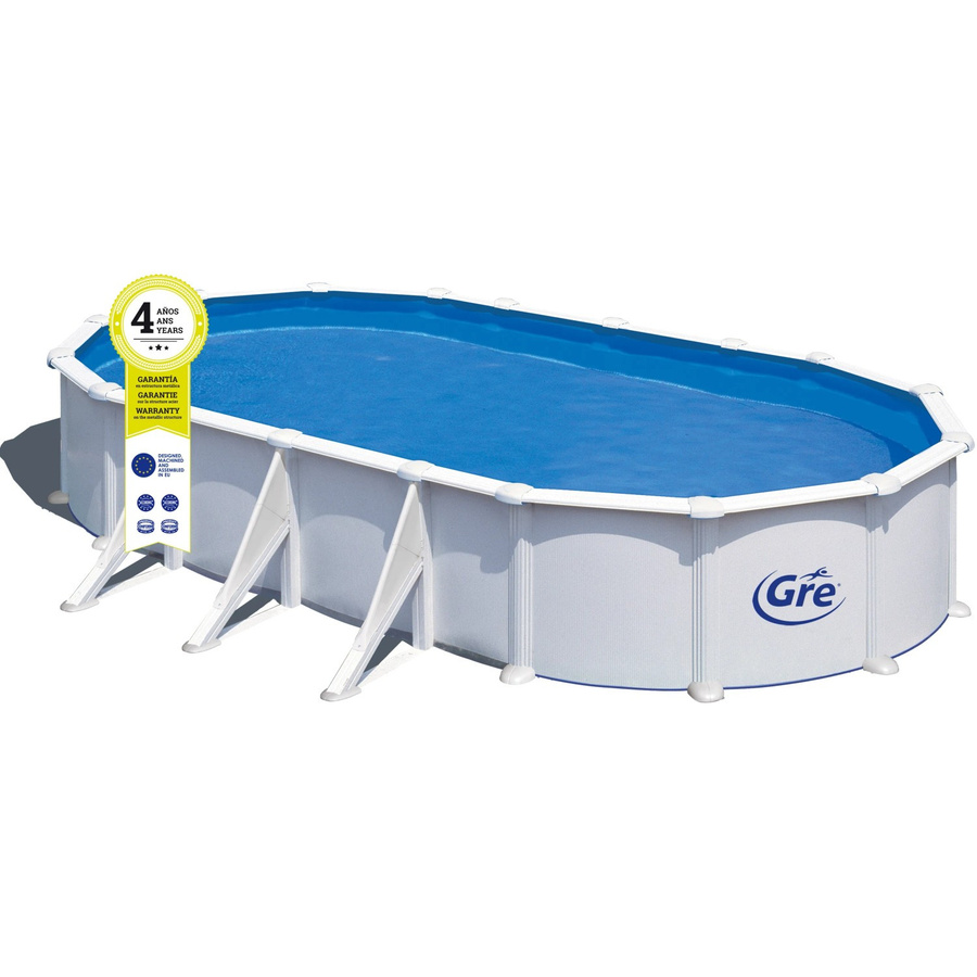GRE Stahlwand-Pool Atlantis Oval in Weiß, B/T/H: 730 x 375 x 132 cm - Bild 2