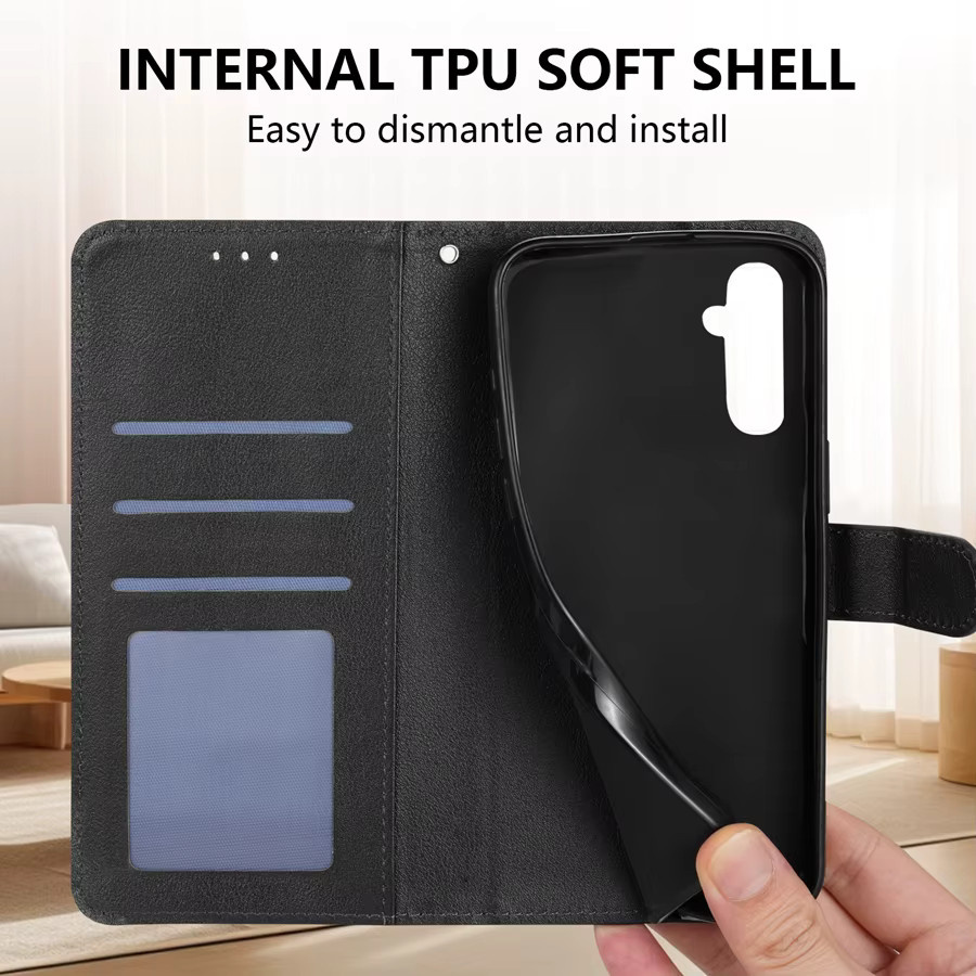 Lederne Brieftasche mit Kartenfach und Ständer als magnetische Klapphülle für Samsung Galaxy A27 A37 A57 in Schwarz oder Rot - Bild 4