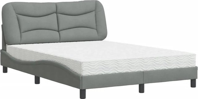 vidaXL Bett mit Matratze aus Kiefernholz und Stoff in Grau, B/T/H: 120 x 200 x 17 cm - Bild 1