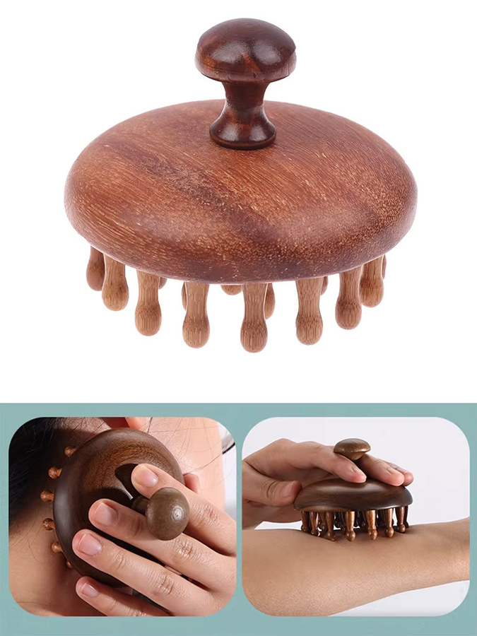 HNKMP Kopfmassagekamm aus Sandelholz, Unisex, für Kopfhaut und Körper - Bild 6