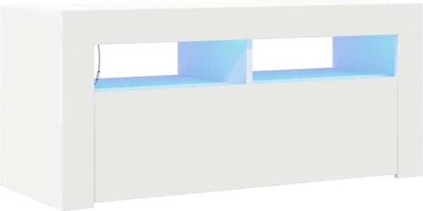 vidaXL TV-Schrank modern mit integrierter LED-Beleuchtung in Weiß, B/T/H: 90 x 35 x 40 cm
