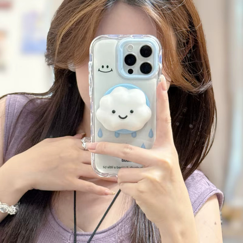 DIXSG 3D Cloud Griptok MagSafe Telefonständer und kabellose Ladehülle für iPhone 16 in Weiß - Bild 2