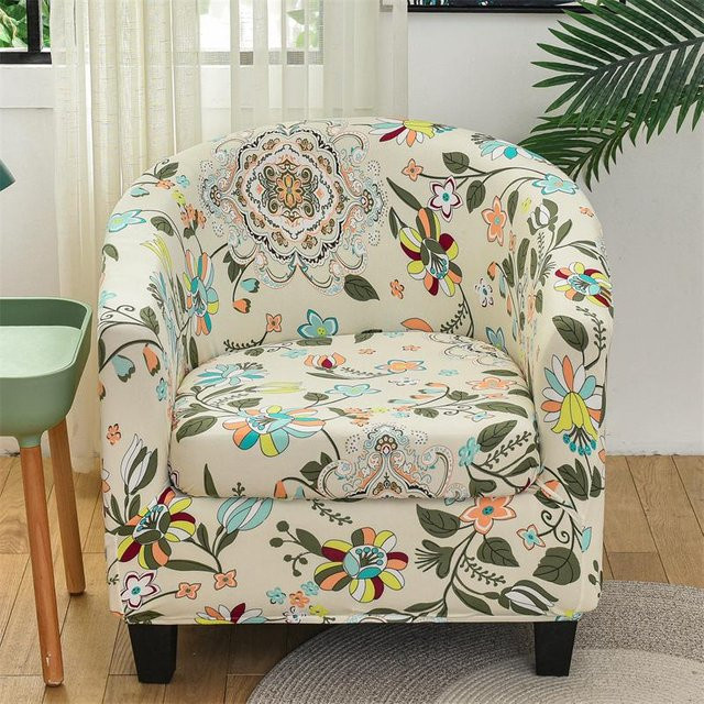 Yiran Bag Blumen Club Sofabezug für Sessel und Tub Chairs, elastischer Sesselbezug mit Sitzkissenbezug in Multicolour - Bild 1