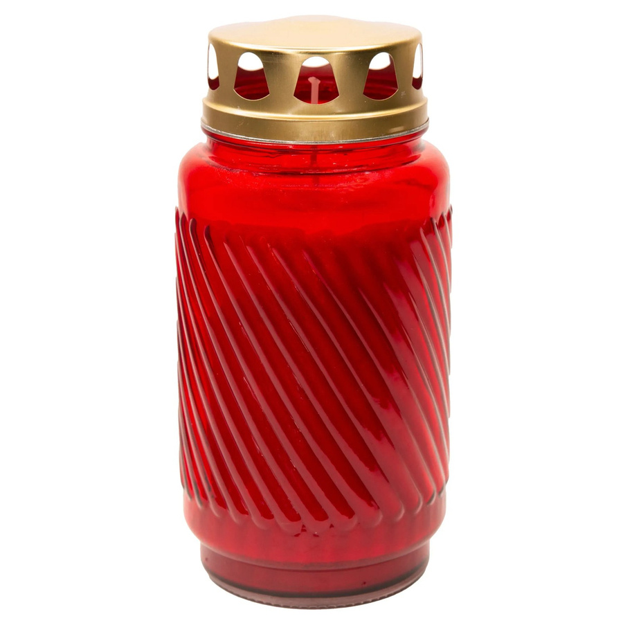 Bolsius Grablicht mit Deckel aus Glas und Metall in Rot, Durchmesser: 9 cm, Höhe: 17,3 cm - Bild 2