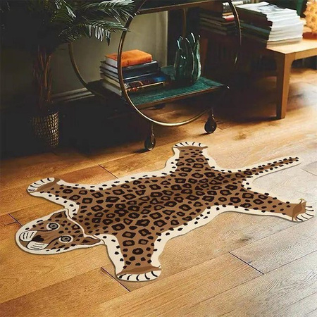 Lodestar Cartoon Leopard Plüschteppich in Multicolour, rutschfester und waschbarer Teppich für Wohnzimmer oder Schlafzimmer, B: 150 cm, T: 80 cm